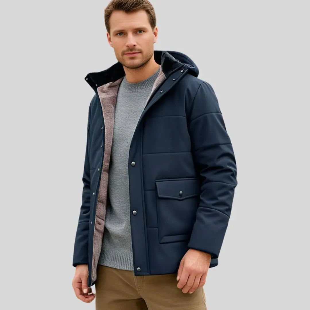 Optew Men’s Warm Fleece-Lined Outdoor Jacket with Hood