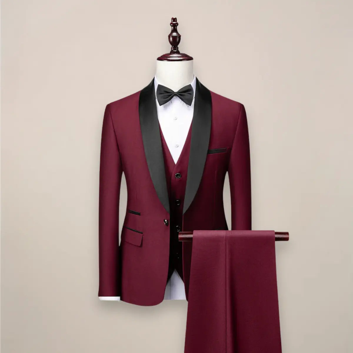 Optew Men’s Slim Fit 3‑piece Tuxedo Suit – Formal Wedding & Event Wear