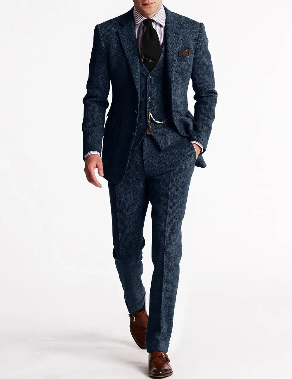 Optew Men’s Three-Piece Tweed Suit