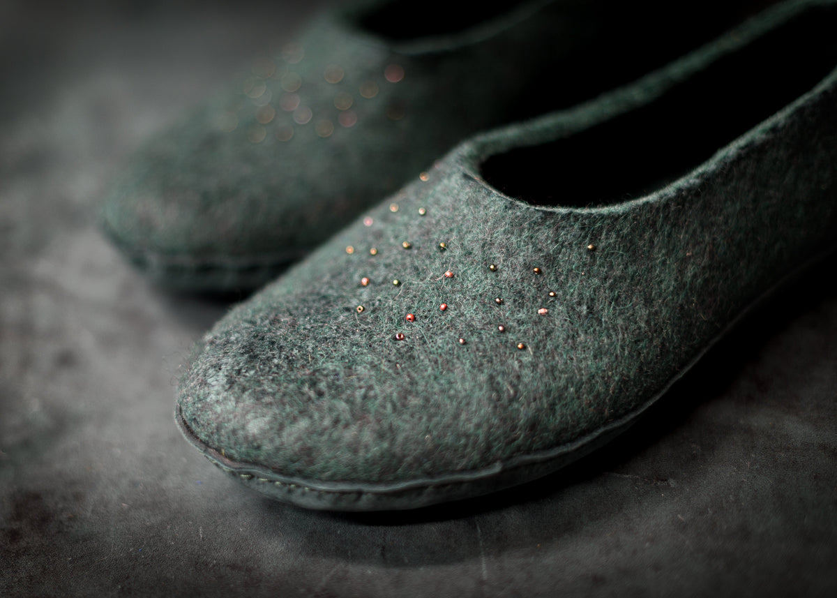 MARGOT Forest Green Customisable Ballerina Slippers