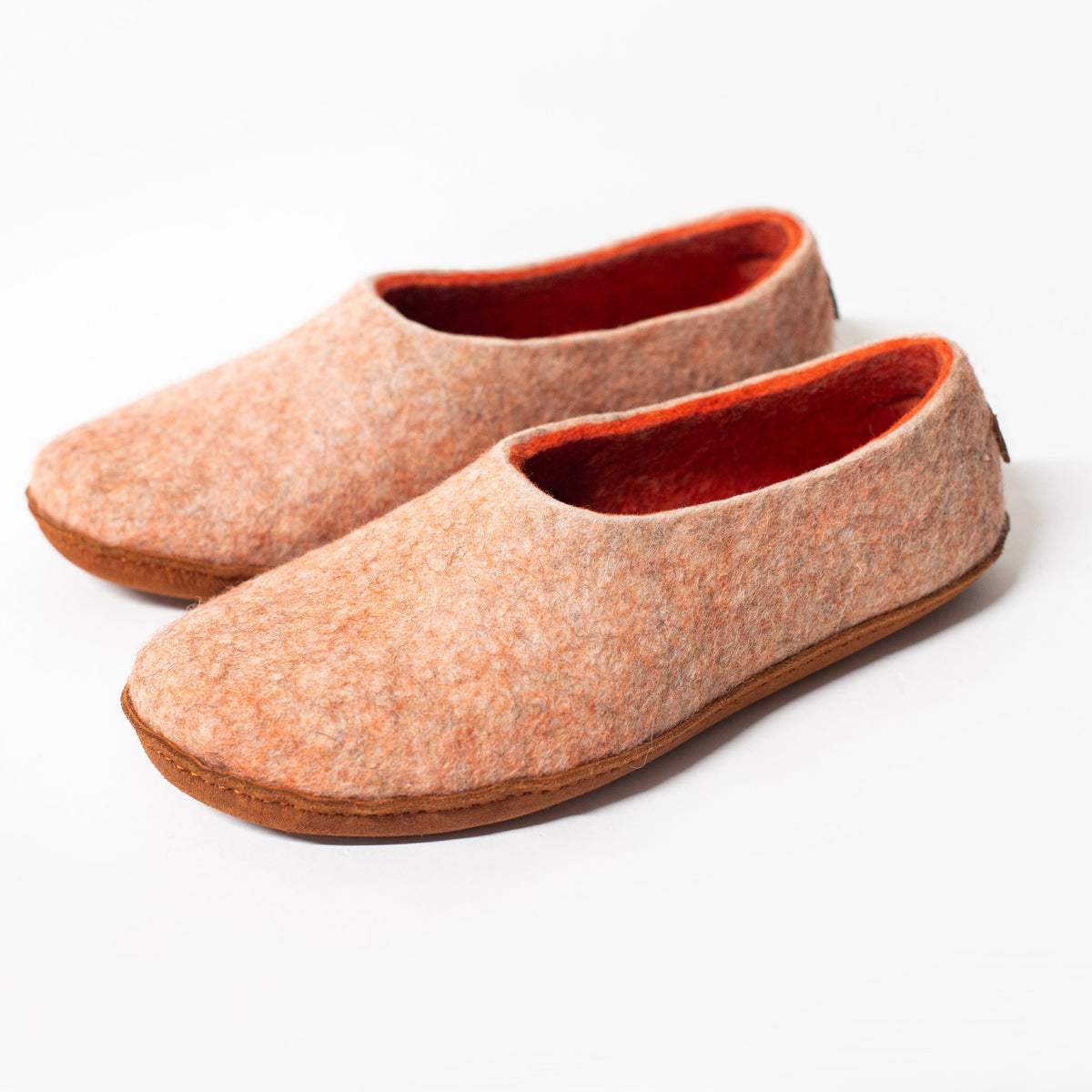 Women's Beige/Orange Sheep & Alpaca Wool Slippers
