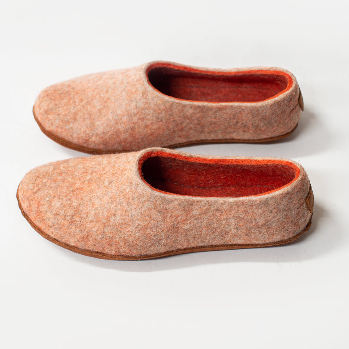 Women's Beige/Orange Sheep & Alpaca Wool Slippers
