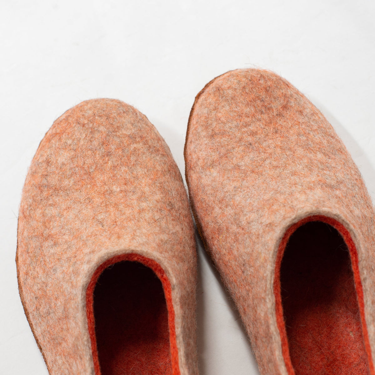 Women's Beige/Orange Sheep & Alpaca Wool Slippers