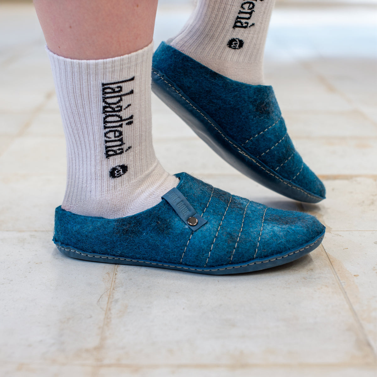 Men's Ocean Blue COCOON Felted Wool Slippers