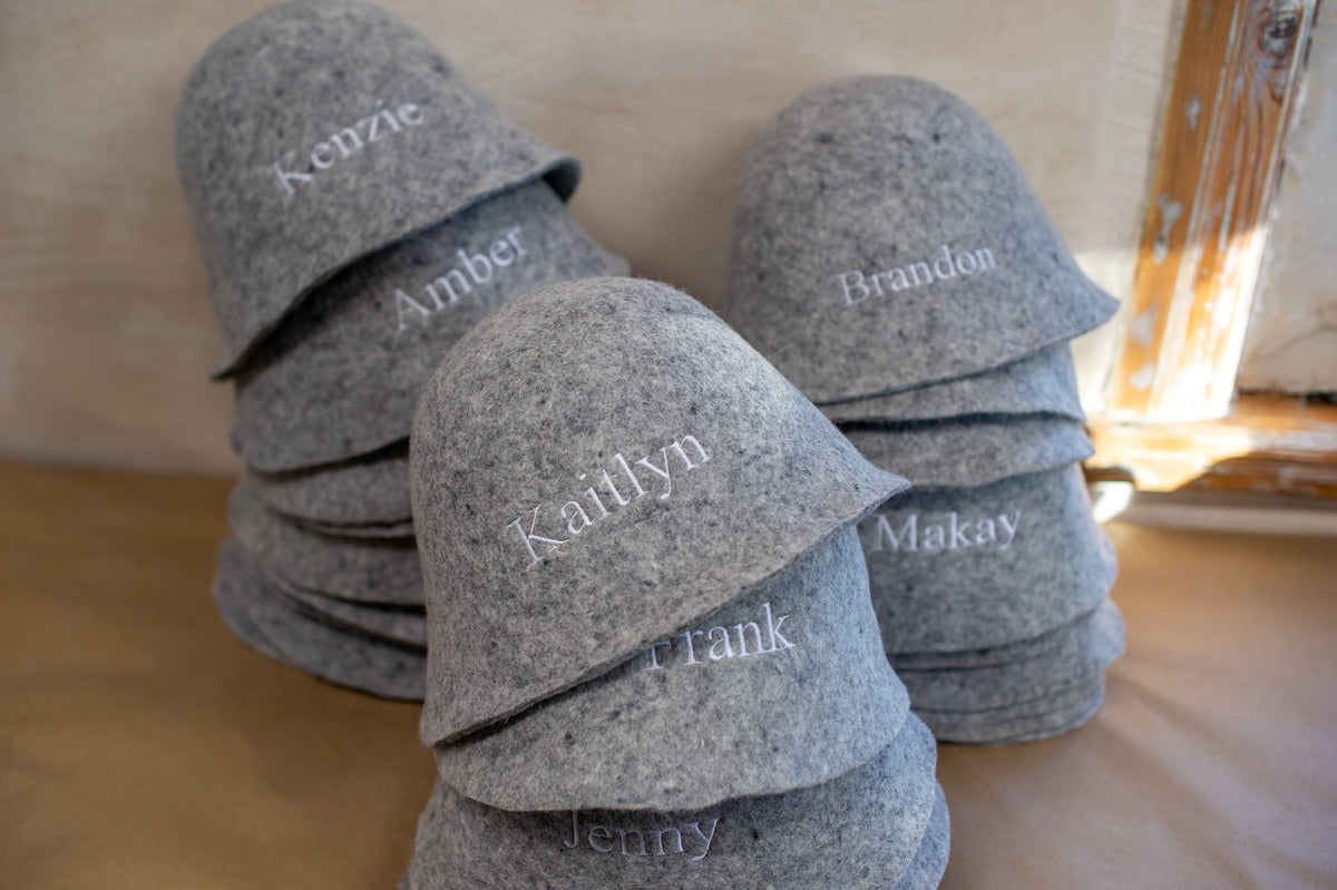 Soft Felted Wool Sauna Hat - Custom Name Personalization