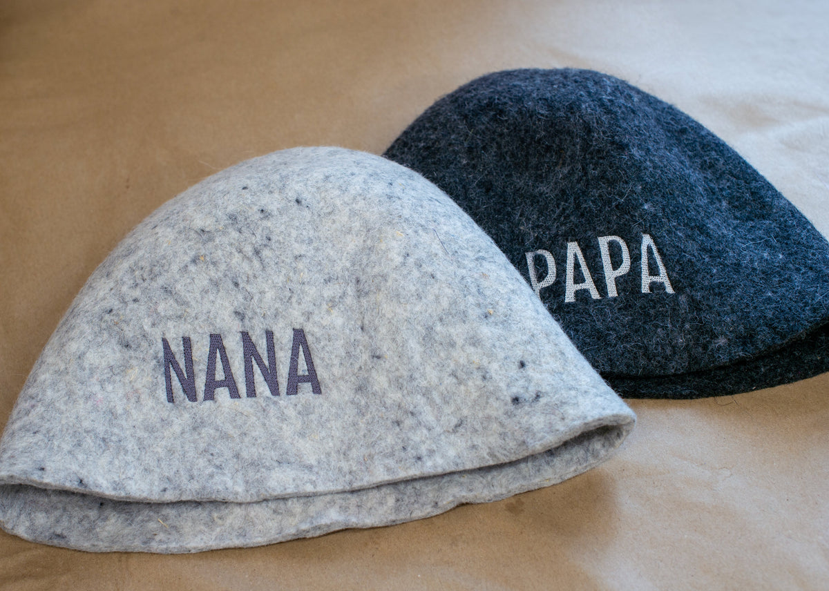 Soft Felted Wool Sauna Hat - Custom Name Personalization