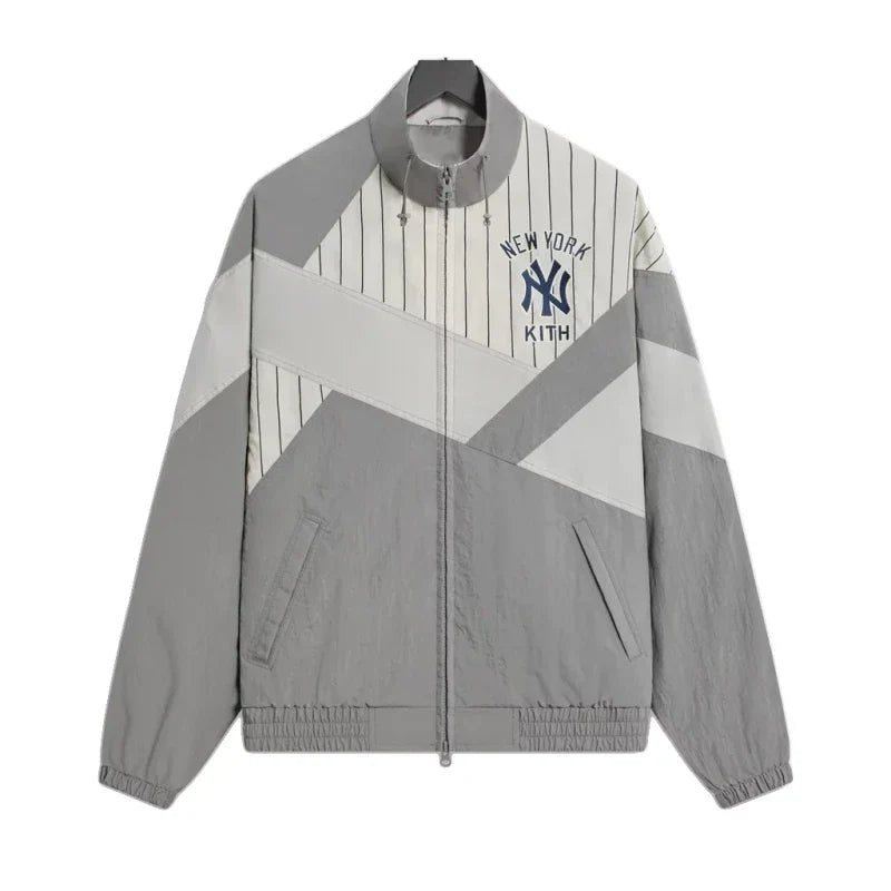 Yankees Grey Pinstripe Windbreaker Jacket