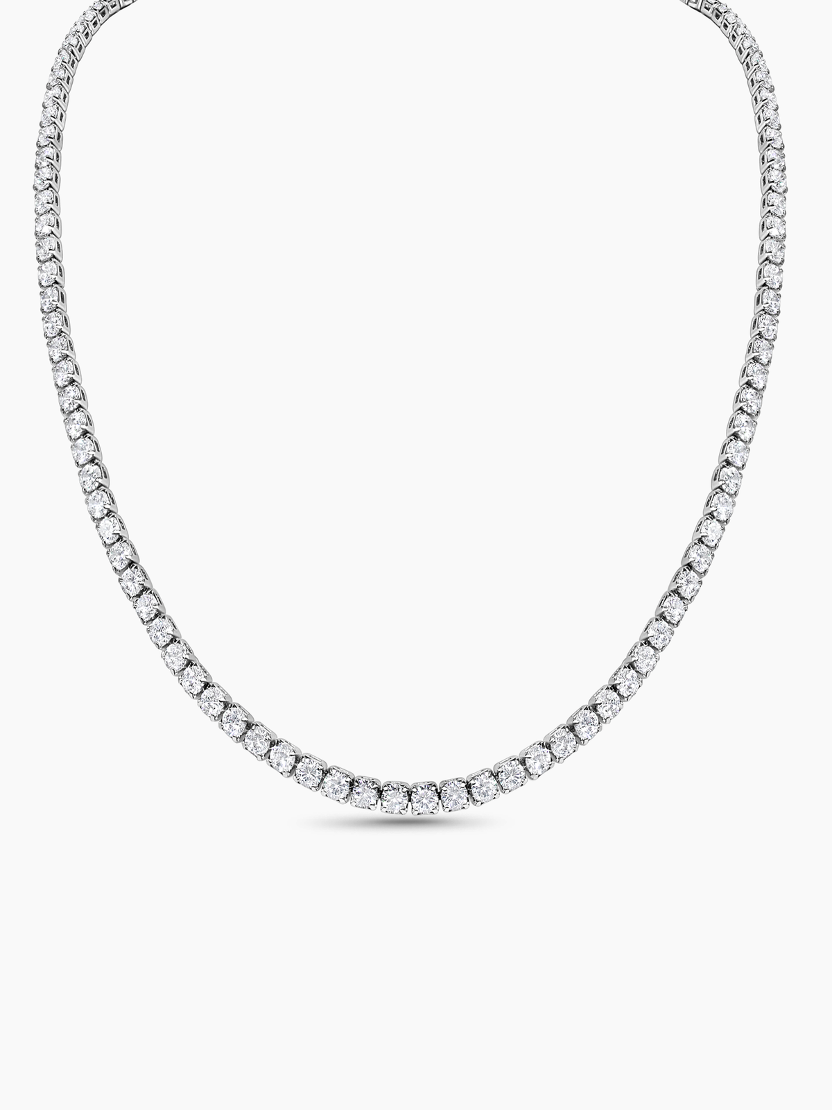 Optew Rhodium Plated Sparkling Tennis Necklace