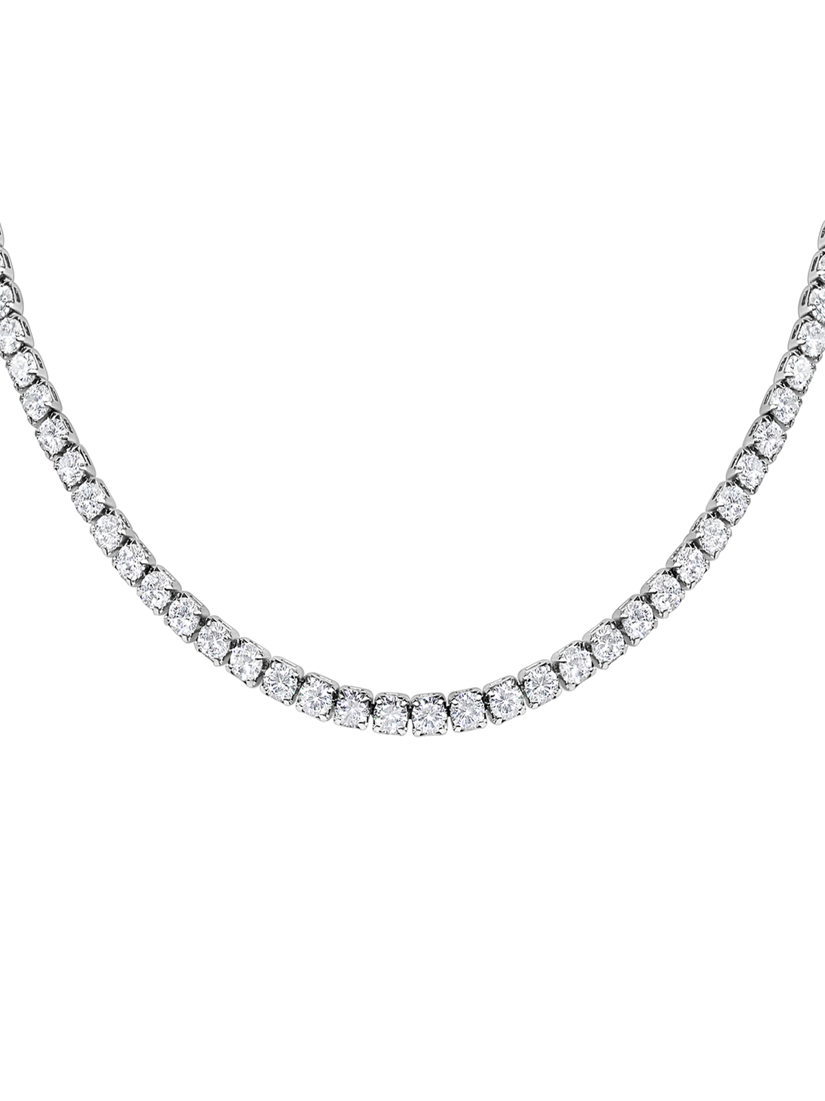 Optew Rhodium Plated Sparkling Tennis Necklace