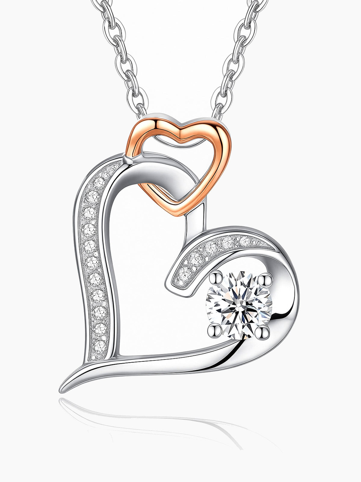 Infinity Love Heart Necklace in 18K White Gold Plated Silver