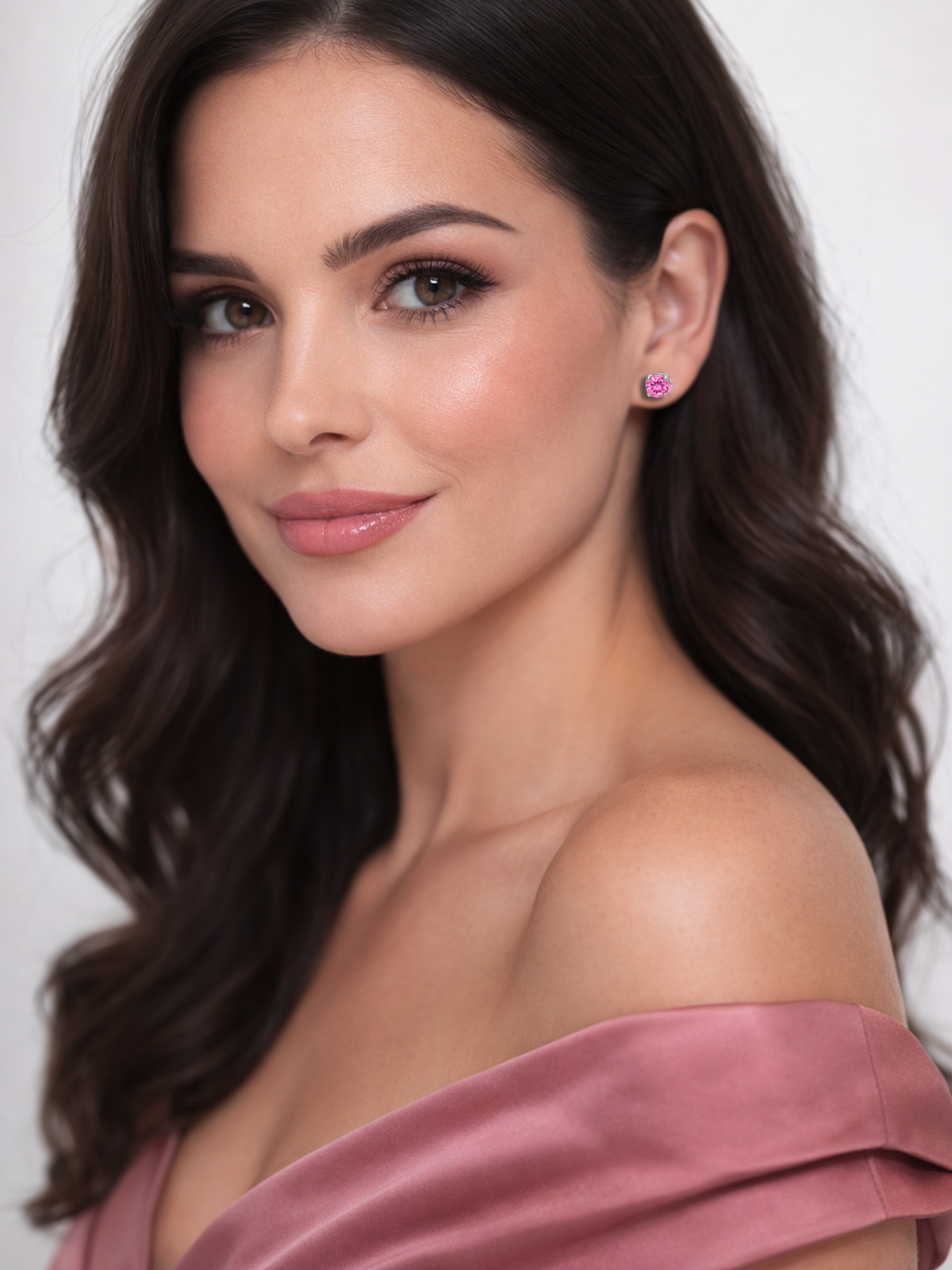 Sterling Silver Pink Sapphire Stud Earrings
