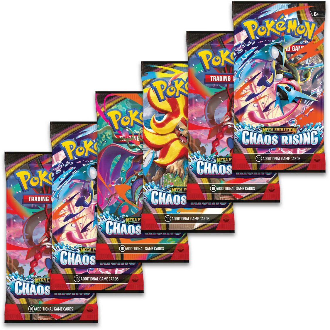 Pokémon TCG – Mega Evolution – Chaos Rising Booster Bundle (6 Packs)
