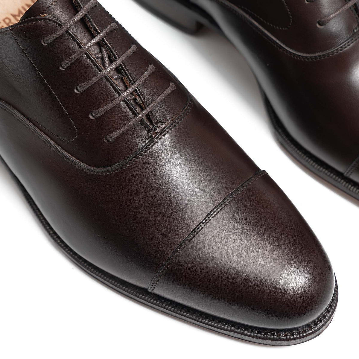 101198 - Dark Brown Calf Cap Toe Oxford - E