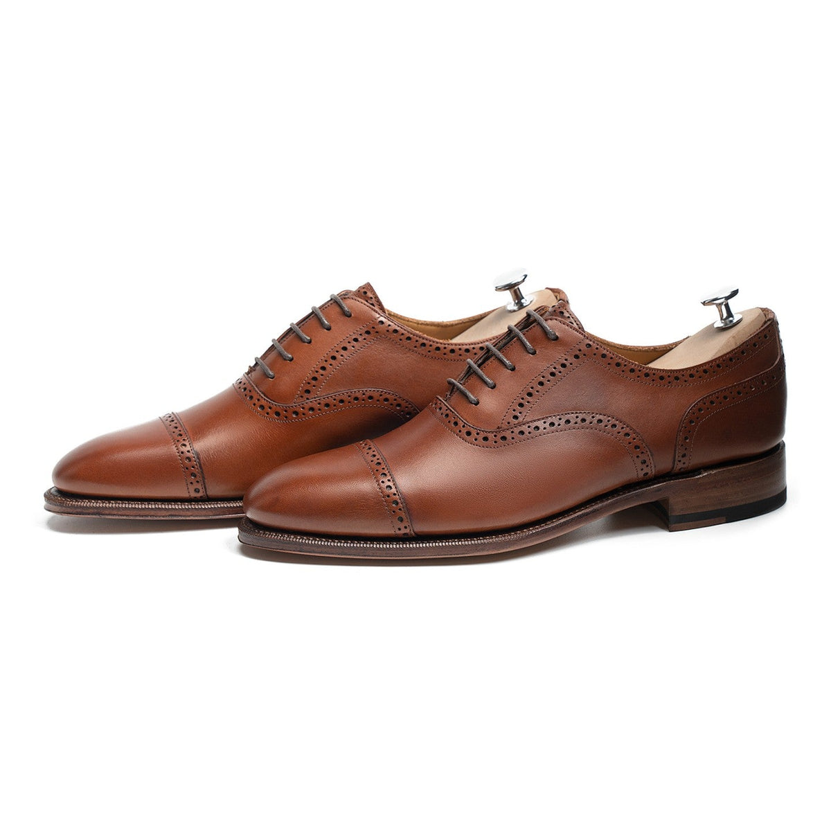 101513 - Tan Antique Calf Brogued Cap Toe Oxford - E
