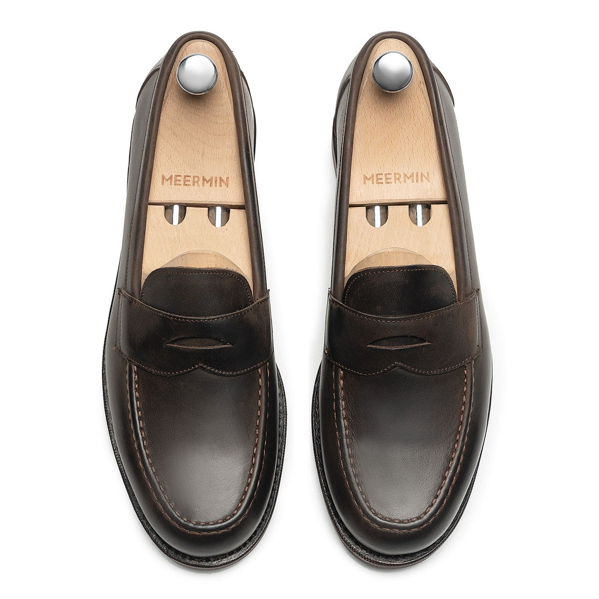 514040 - Brown Waxy Calf Penny Loafer - E