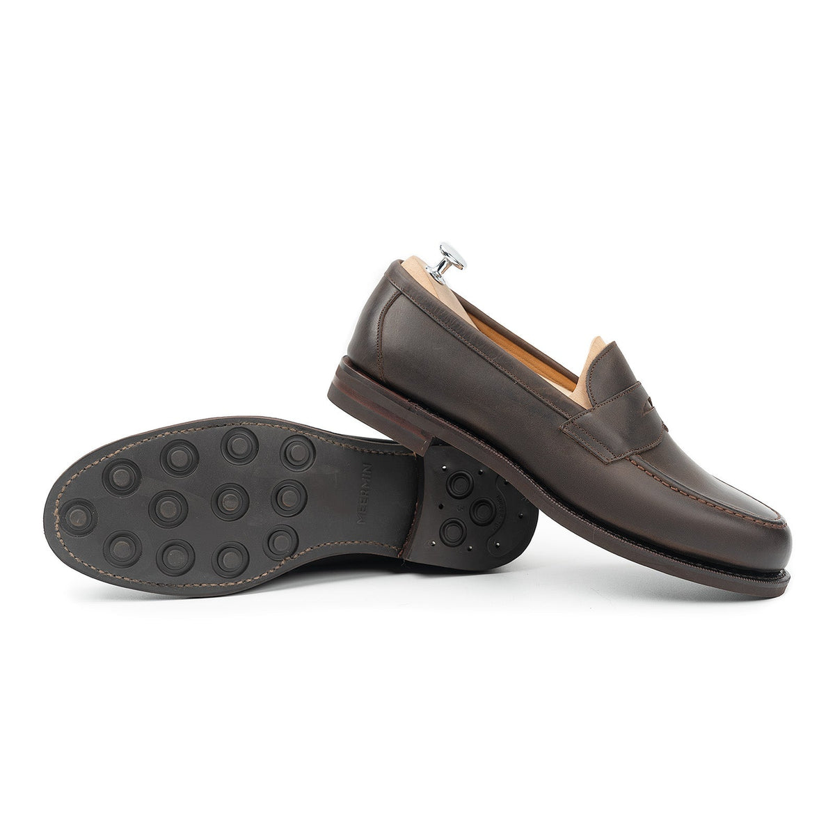 514040 - Brown Waxy Calf Penny Loafer - E