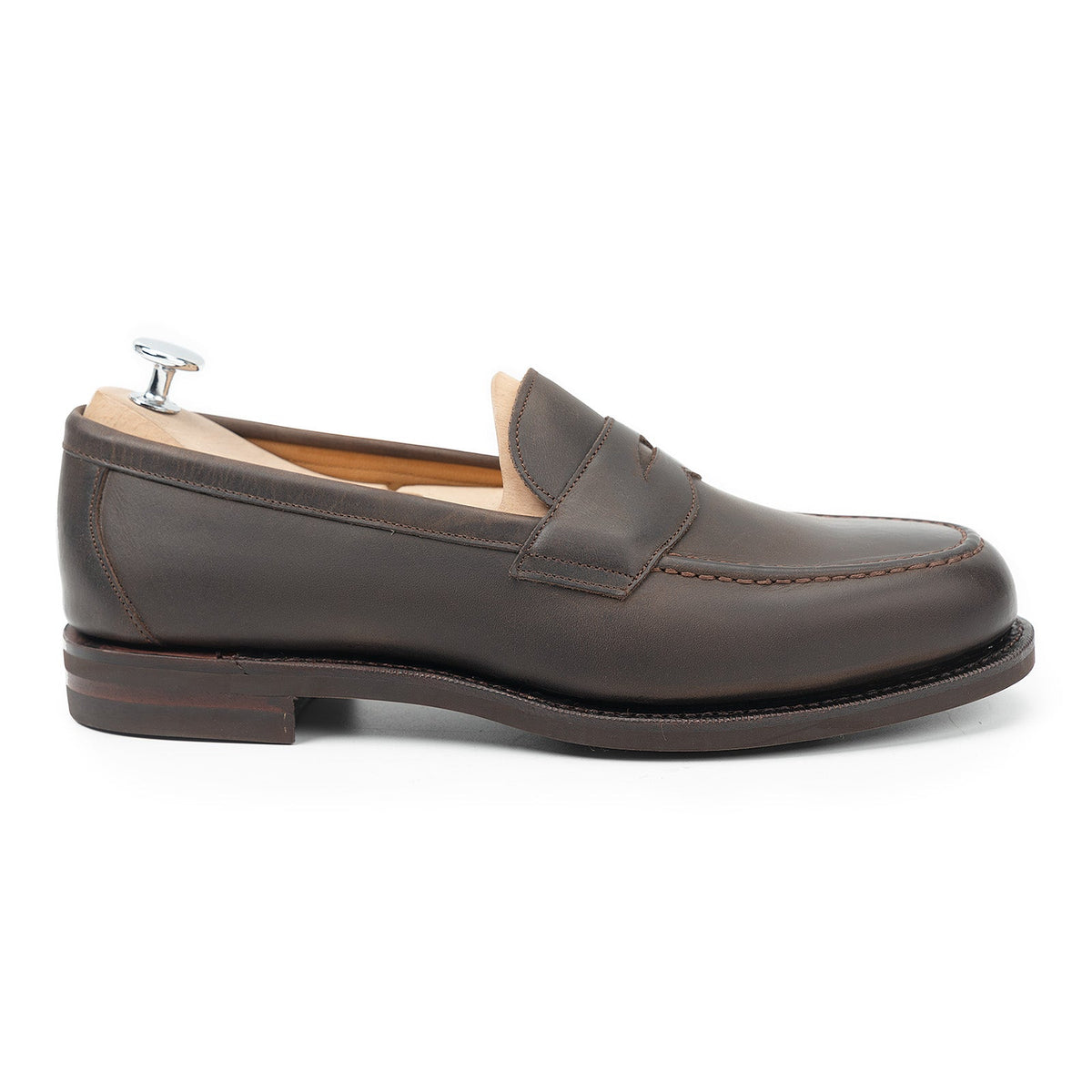 514040 - Brown Waxy Calf Penny Loafer - E