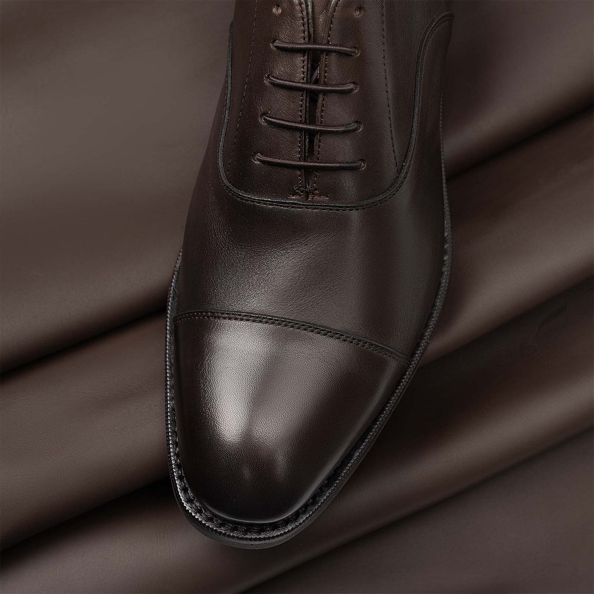 514150 - Brown Silkcalf Cap Toe Oxford - E