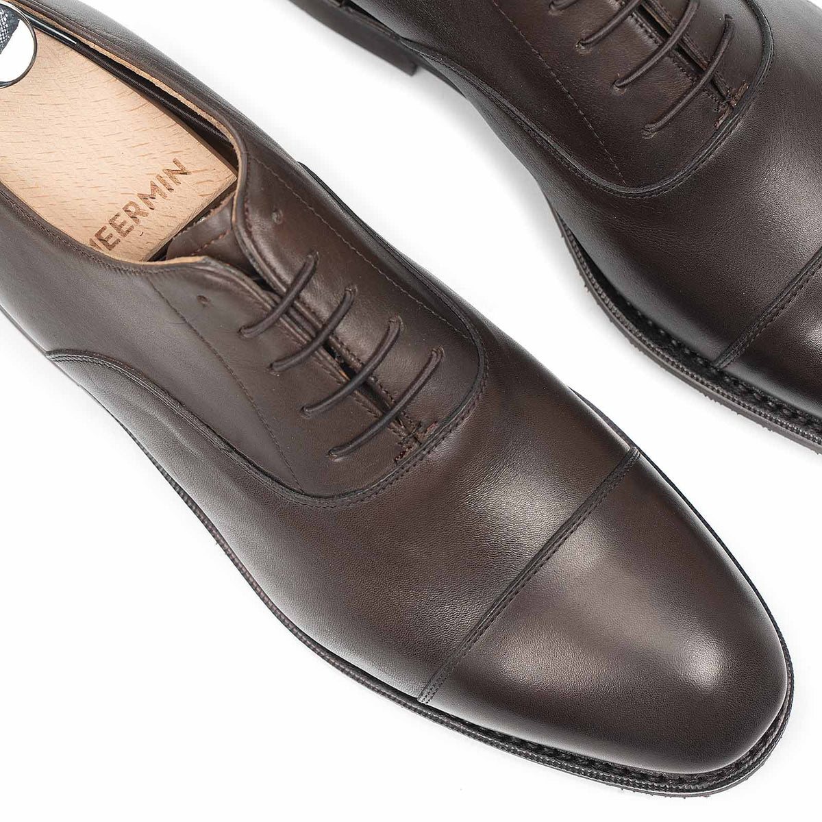 514150 - Brown Silkcalf Cap Toe Oxford - E