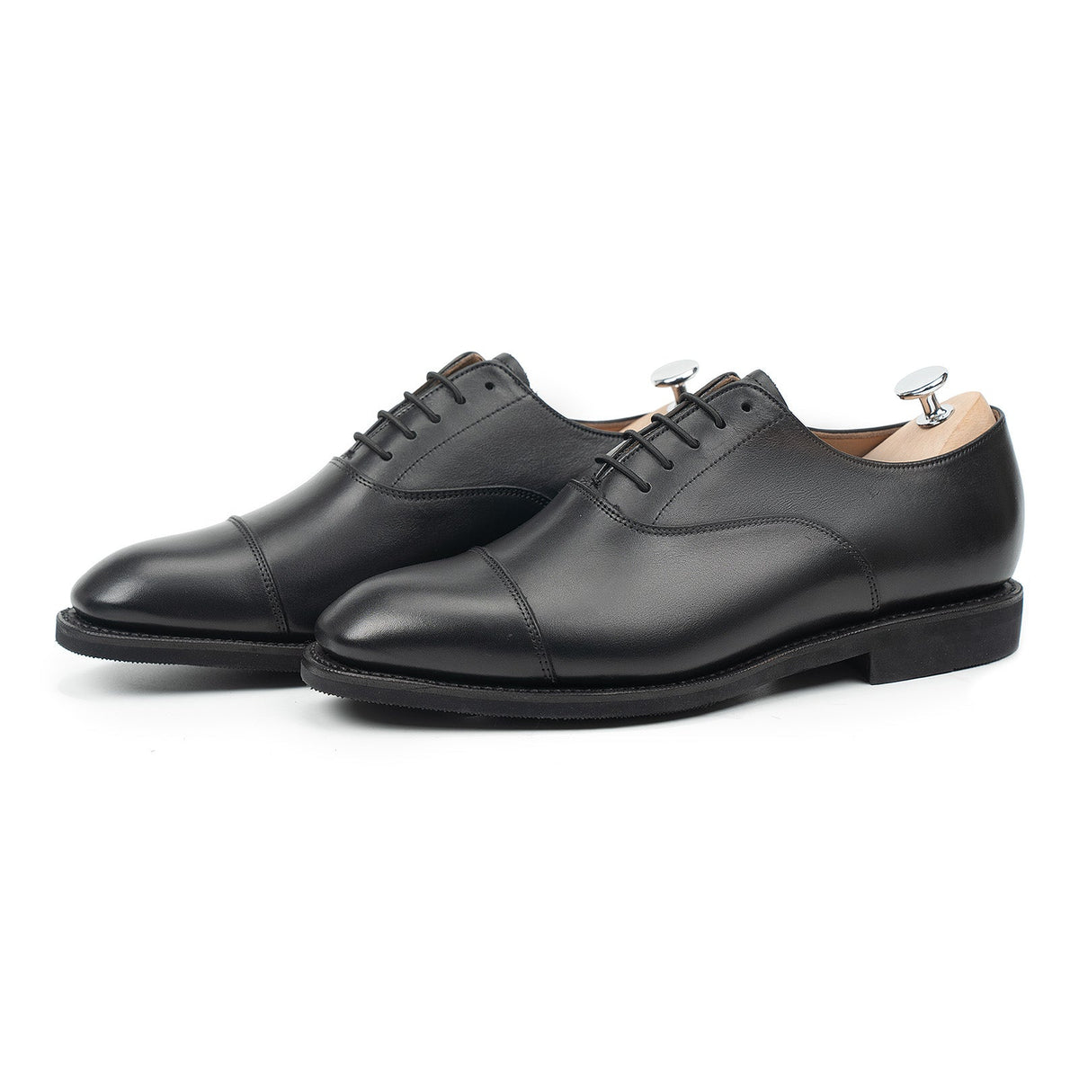 514150 - Black Silkcalf Cap Toe Oxford - E