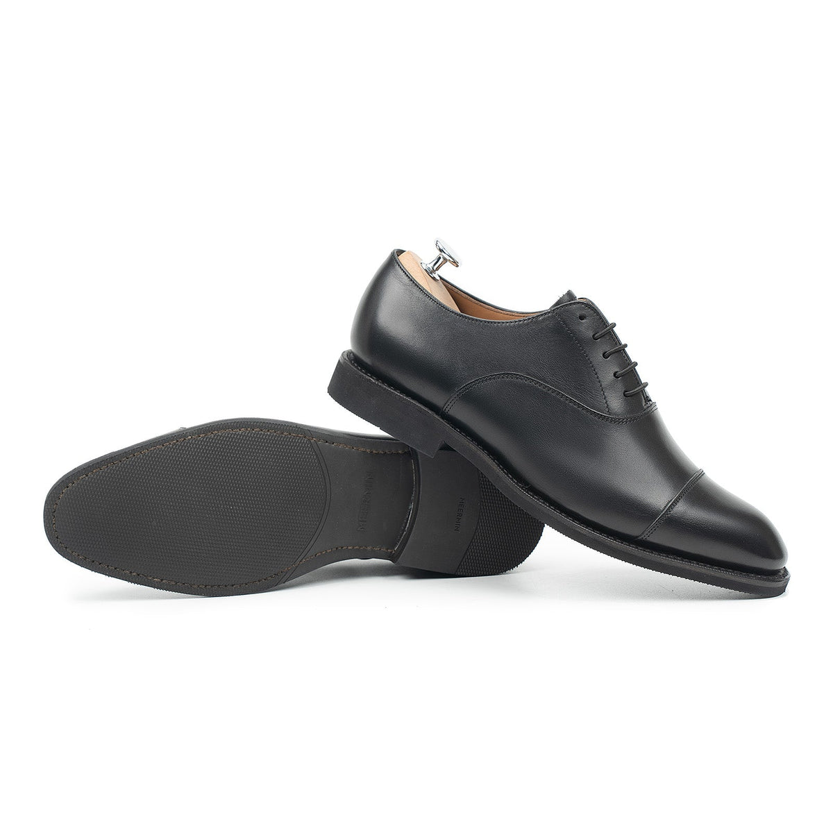 514150 - Black Silkcalf Cap Toe Oxford - E
