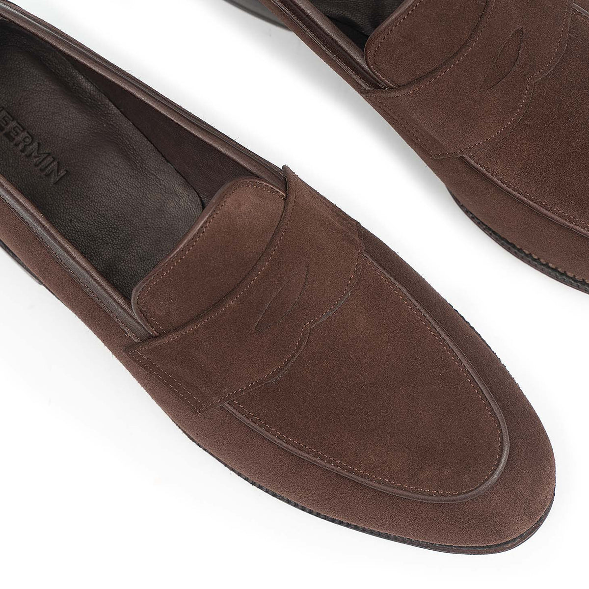 514270 - Brown Suede Penny Loafer - E