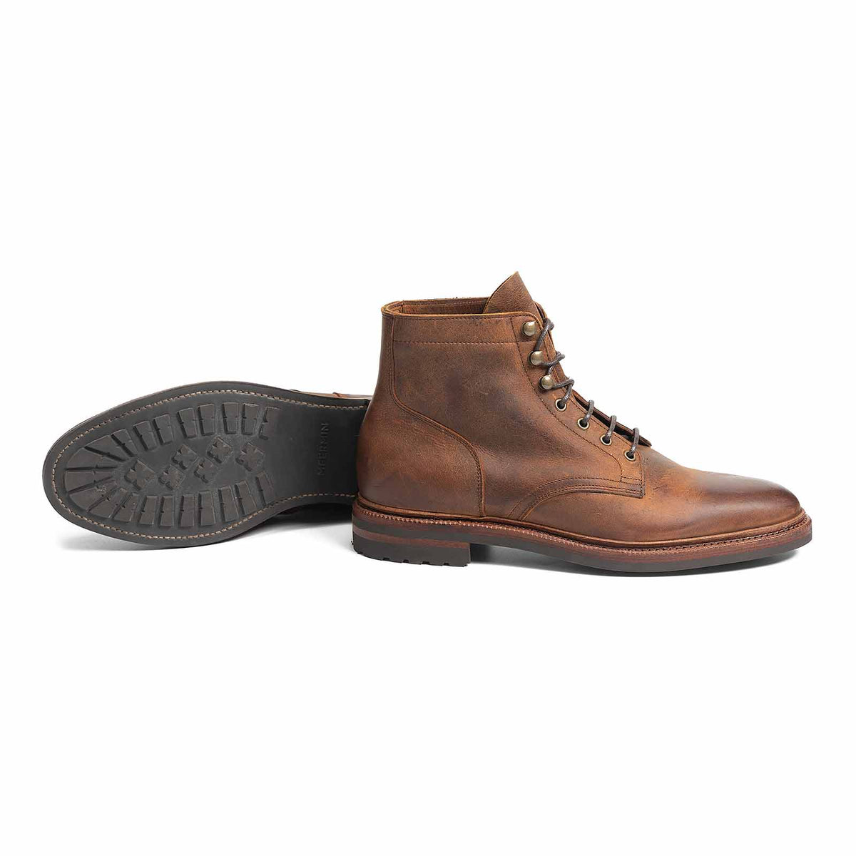 514686 - Autumn Spice Waxy Kudu Plain Toe Boot - E