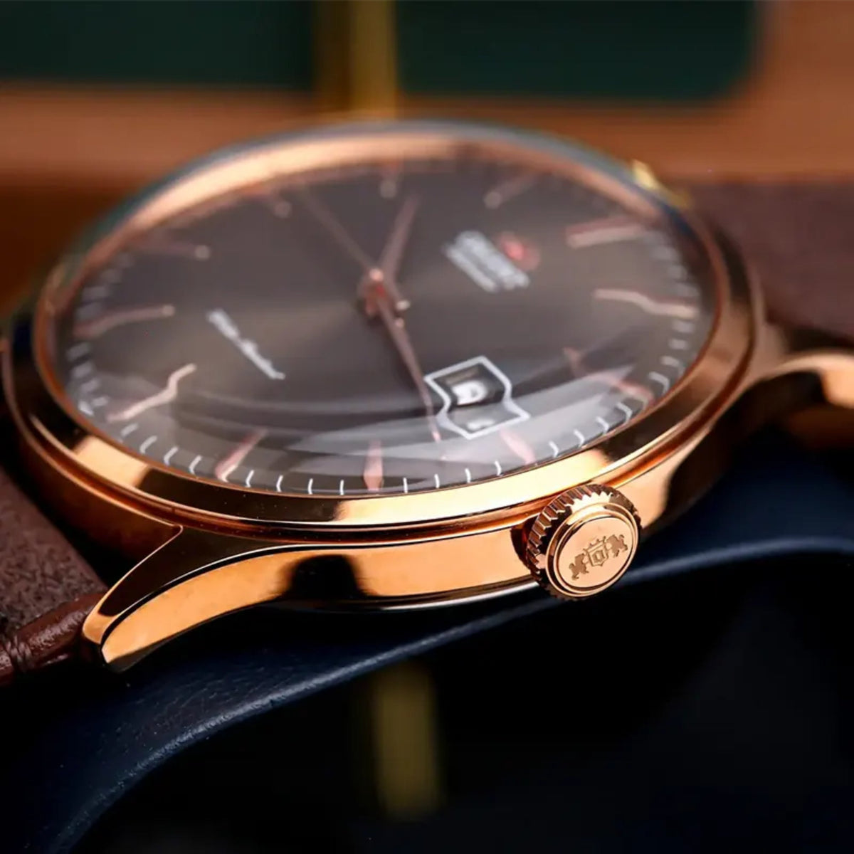 Orient Bambino 42mm Bronze Dial Leather Mens Automatic Wristwatch RA-AC0P04Y30B