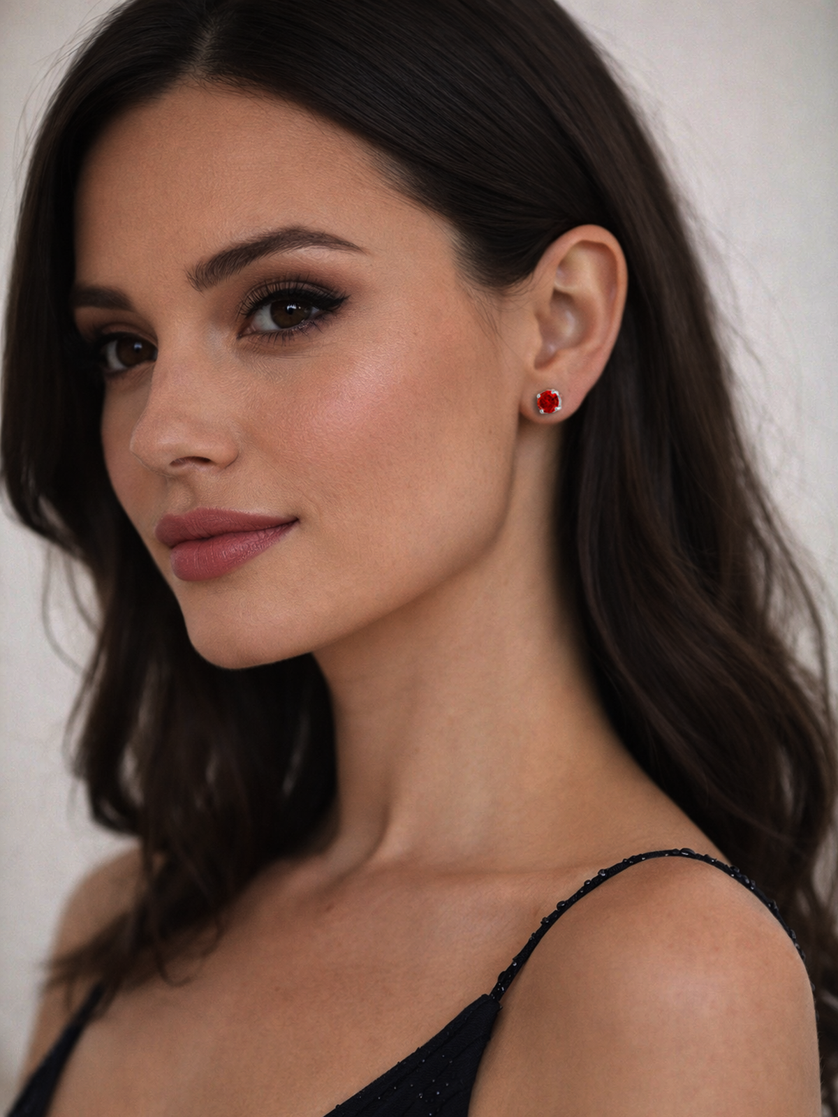 925 Sterling Silver Red Ruby Stud Earrings