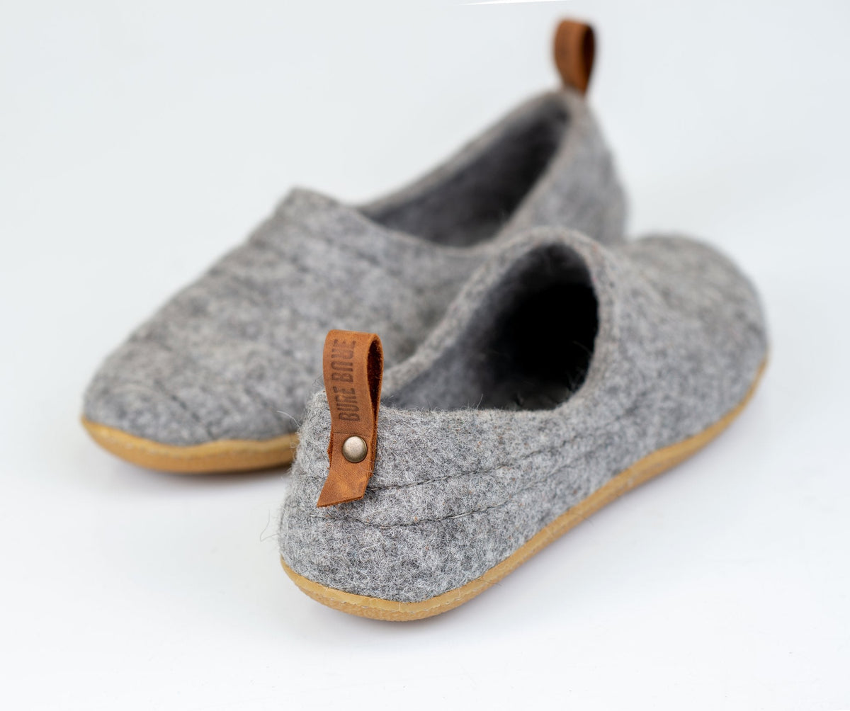 Women's Gray COCOON Wool Slippers