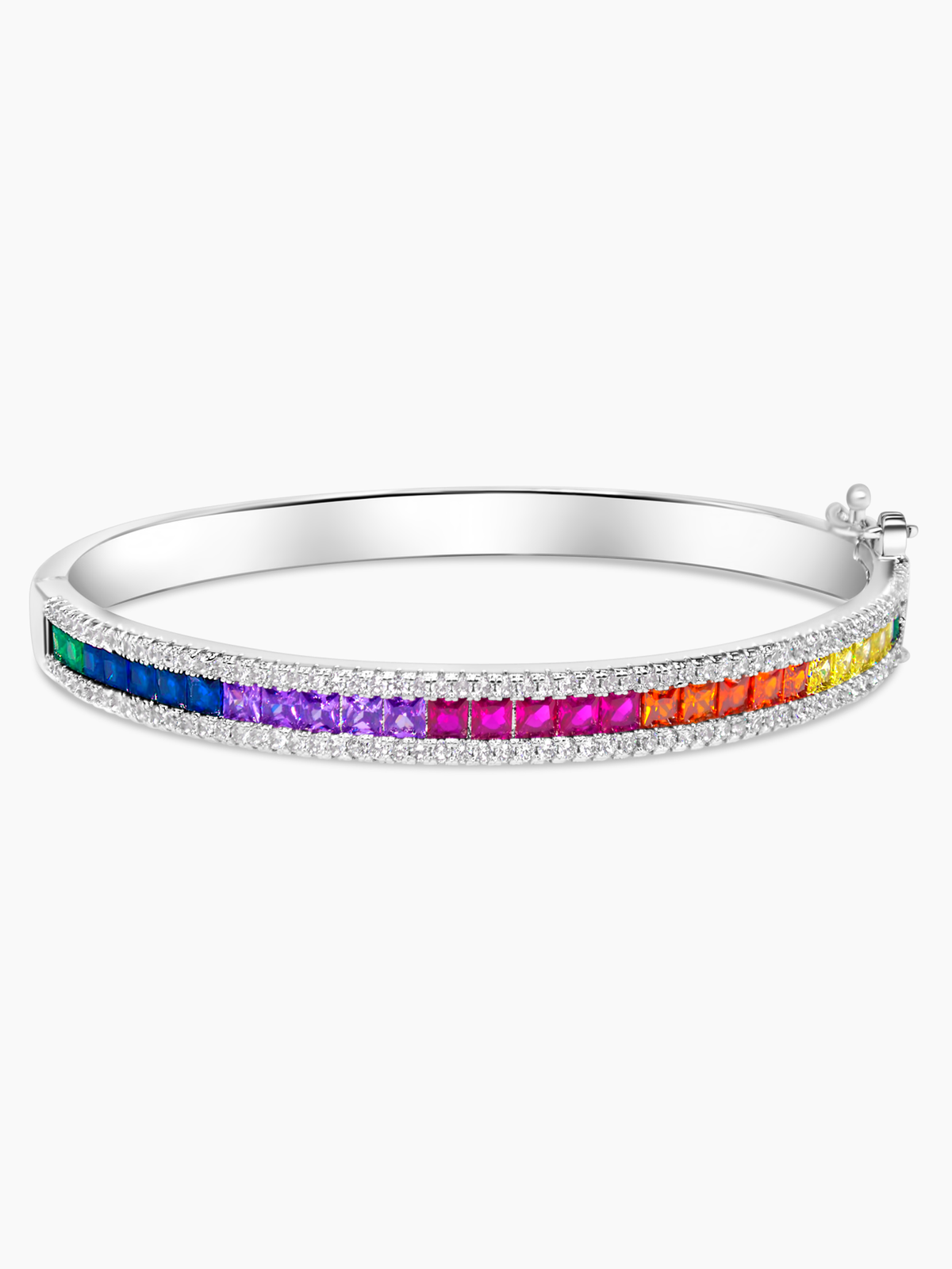 Platinum Tone Plated Rainbow Multicoloured Cuff Bracelet