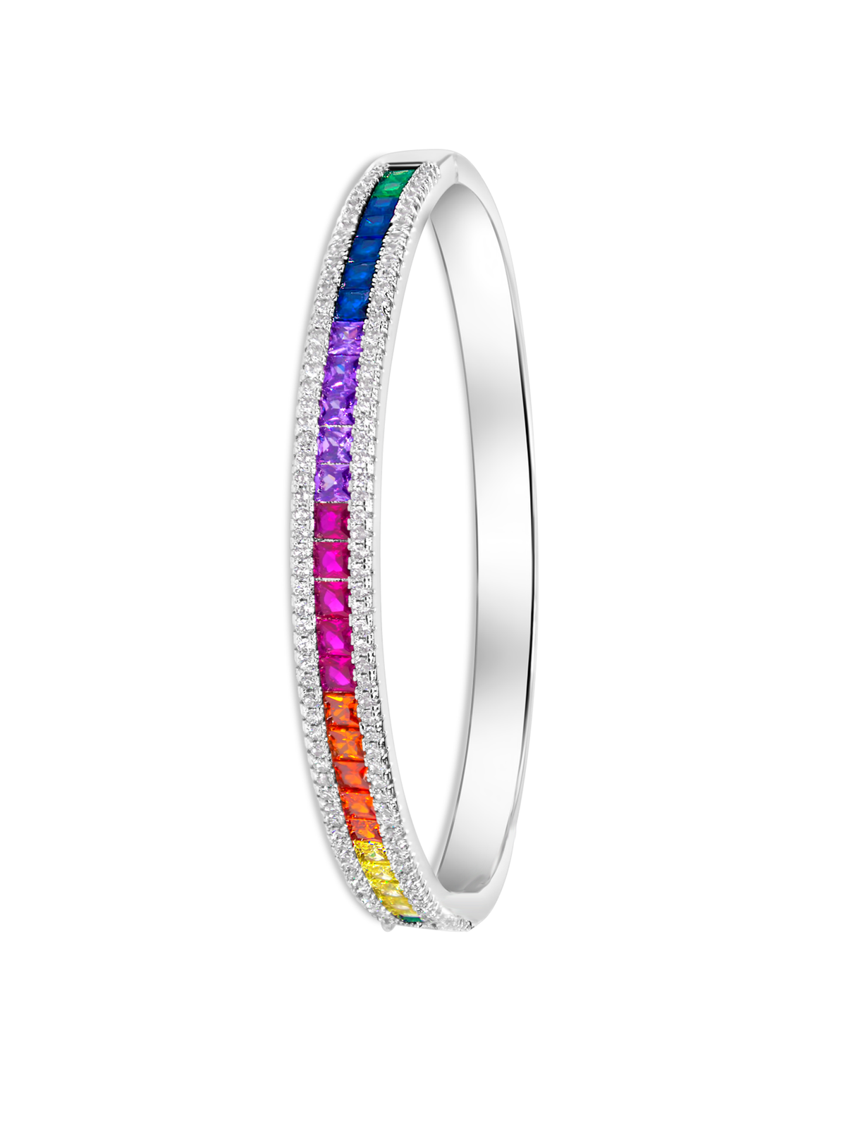 Platinum Tone Plated Rainbow Multicoloured Cuff Bracelet