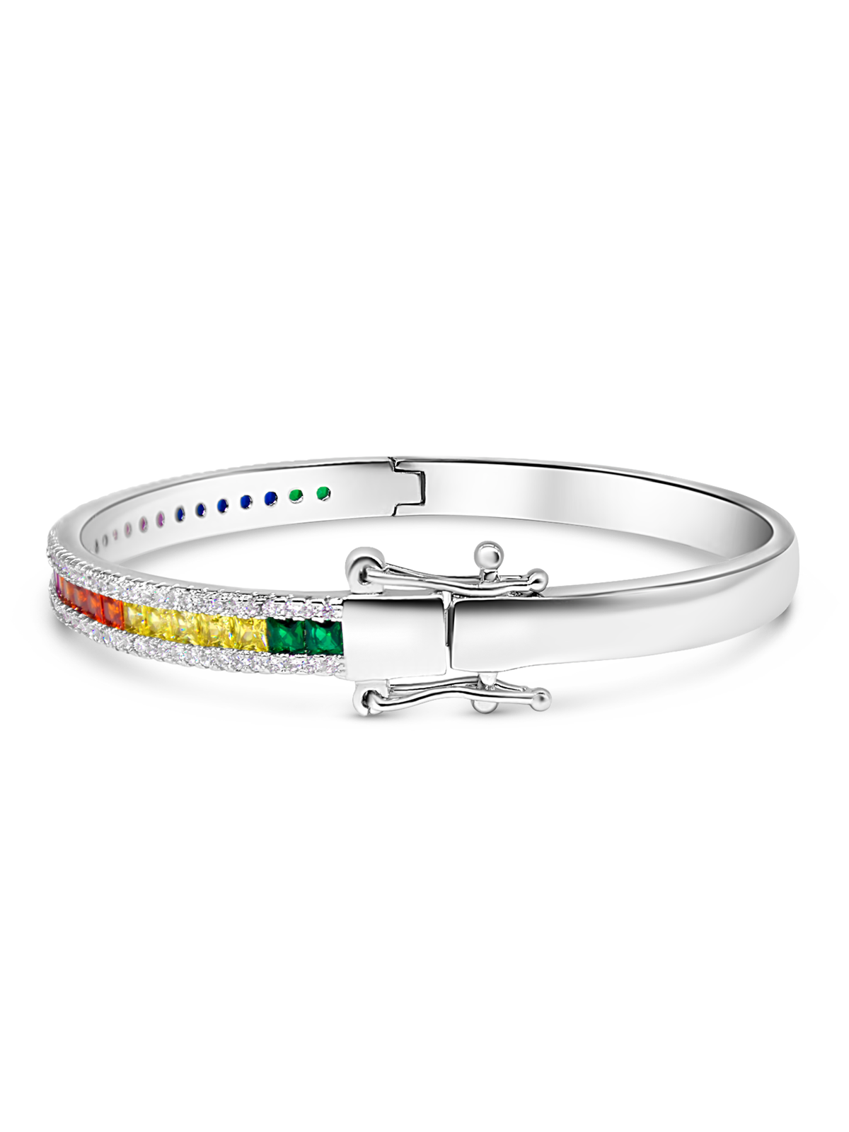 Platinum Tone Plated Rainbow Multicoloured Cuff Bracelet