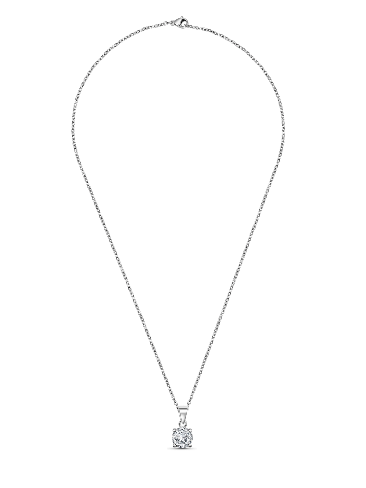 Lab Grown White Sapphire Pendant Necklace, 1.25ct