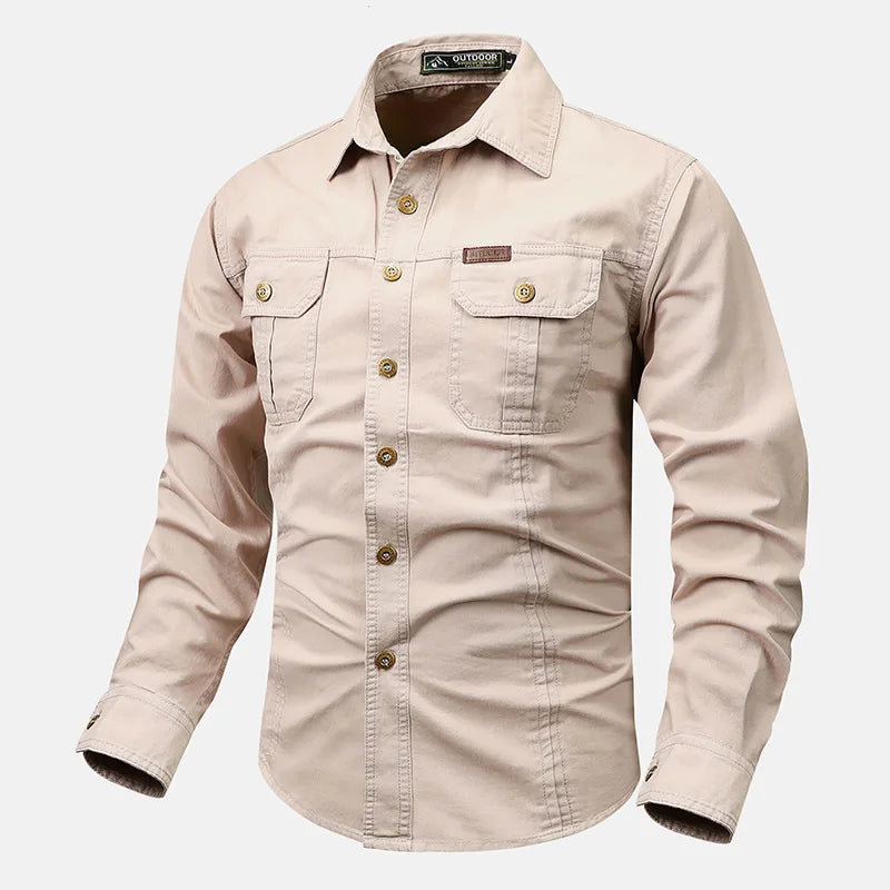 Optew Men’s Button-Front Chest-Pocket Shirt