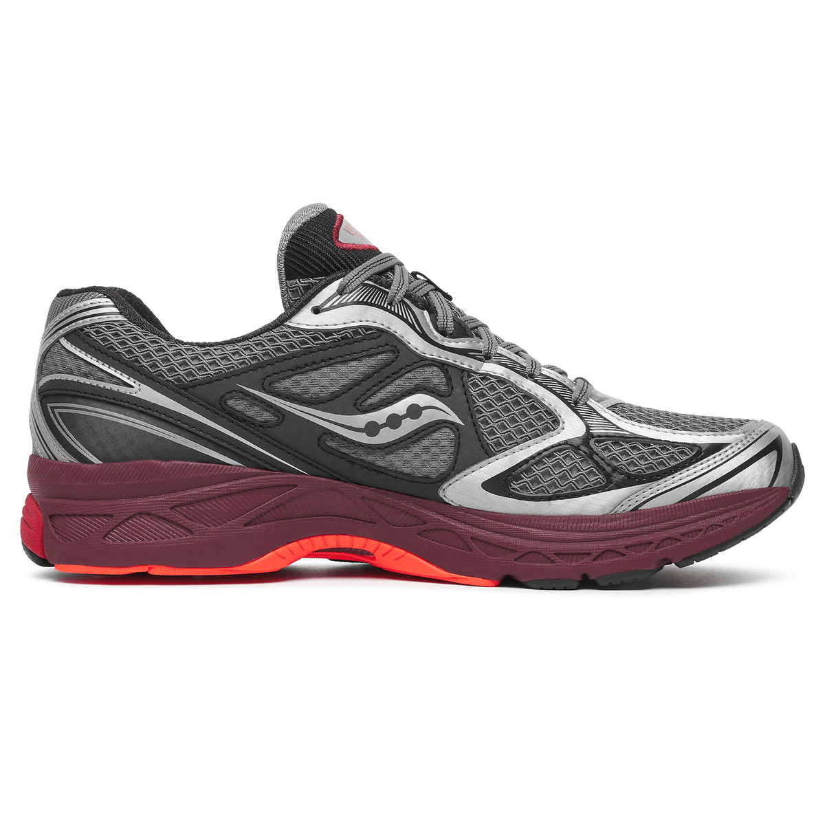 Saucony ProGrid Guide 7 – Silver Maroon Trainers