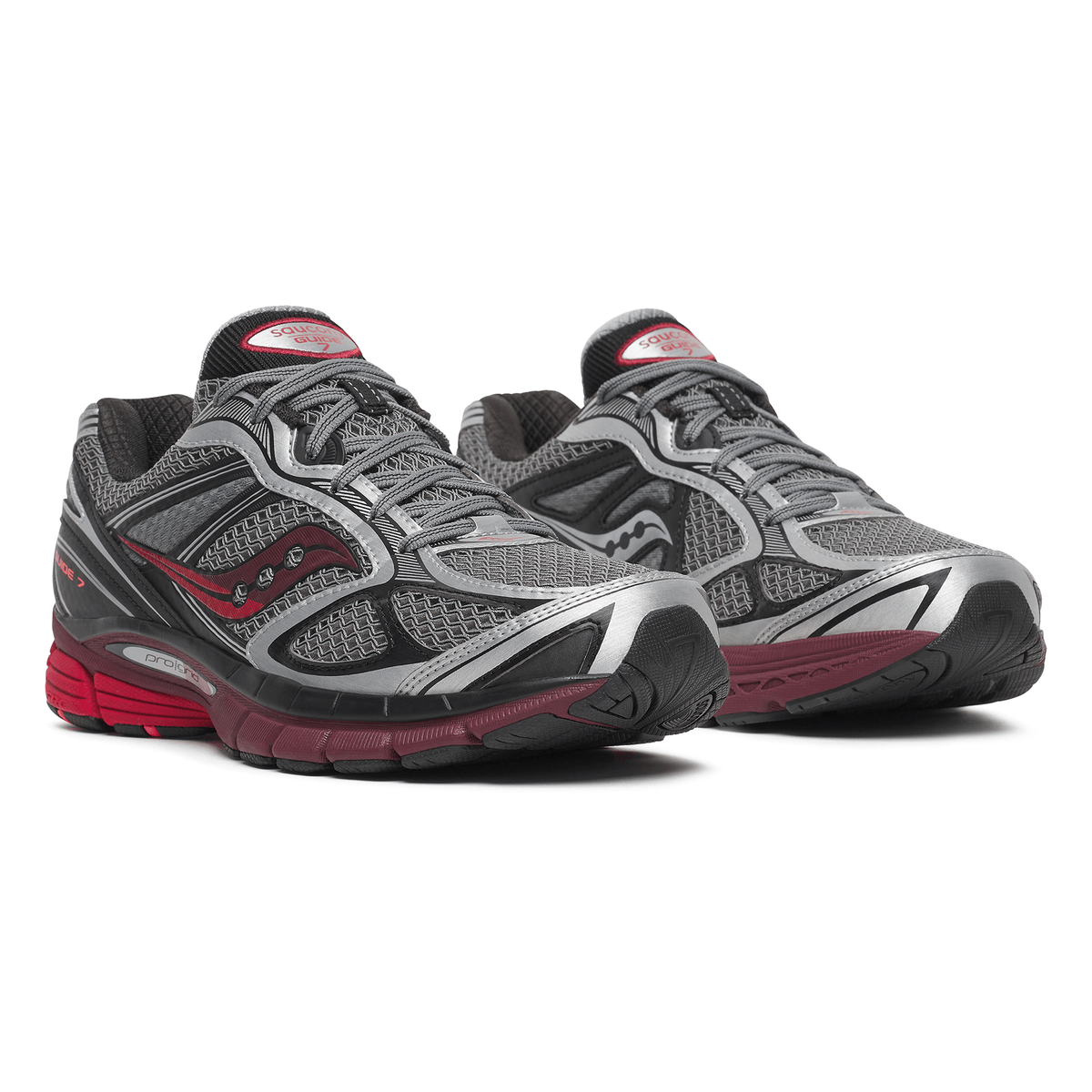 Saucony ProGrid Guide 7 – Silver Maroon Trainers