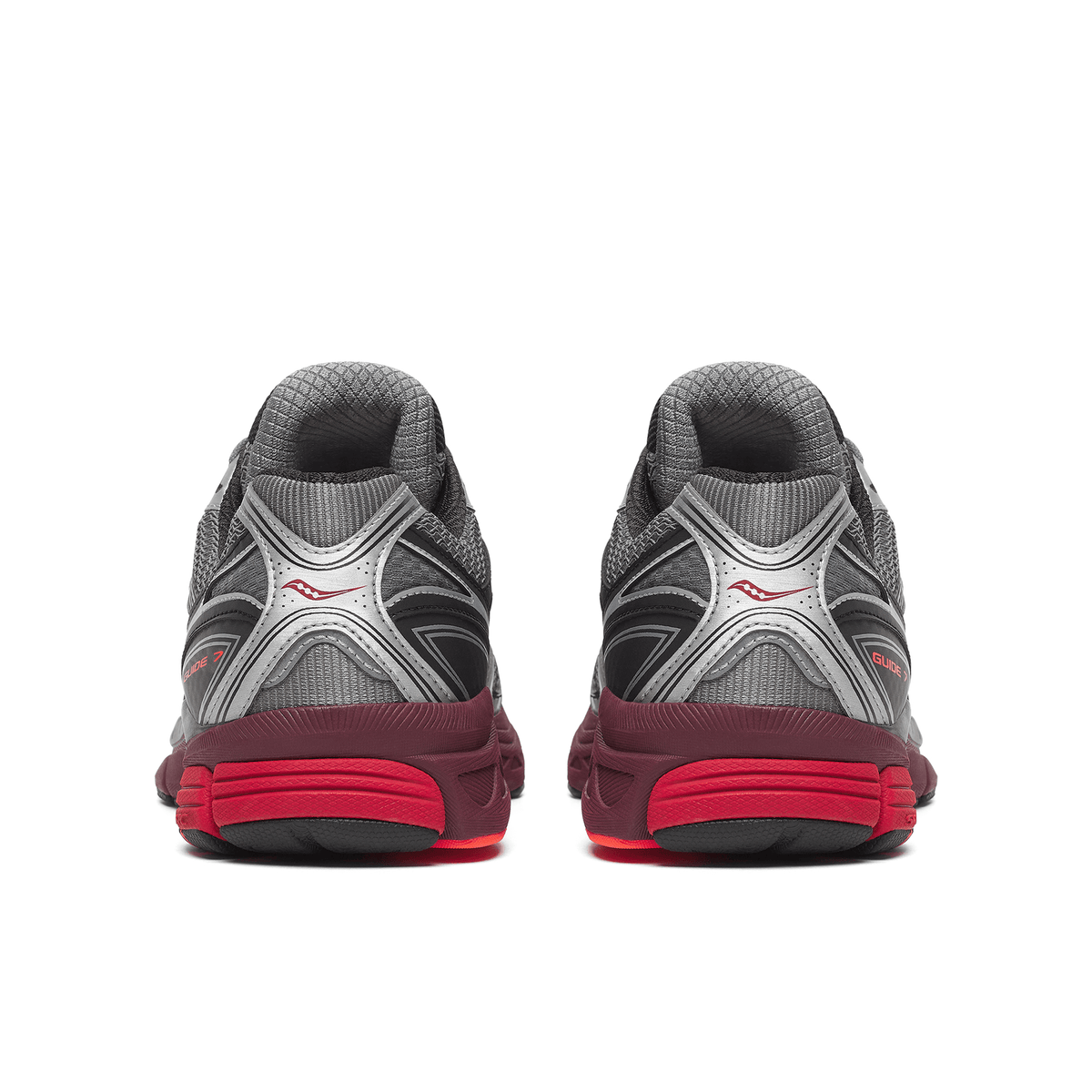 Saucony ProGrid Guide 7 – Silver Maroon Trainers