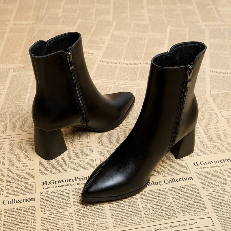 Optew Women's Everyday Pointed Toe Heeled Ankle Boots