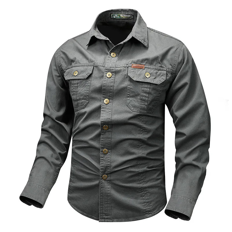 Optew Men’s Button-Front Chest-Pocket Shirt