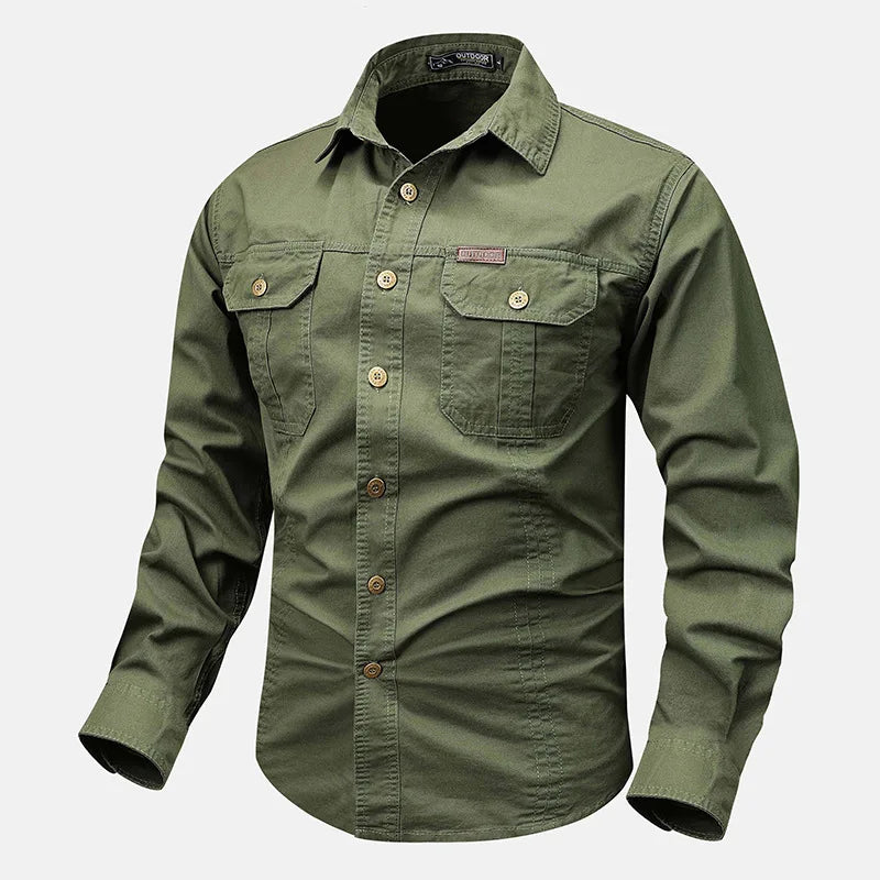 Optew Men’s Button-Front Chest-Pocket Shirt