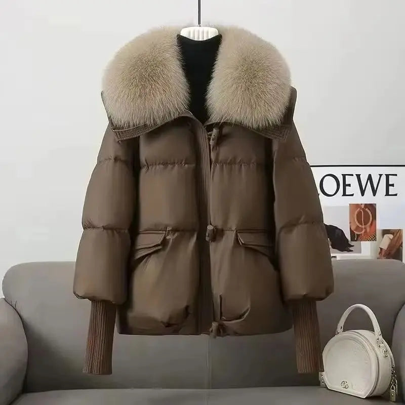 Optew Women's Parka Coat – Faux-Fur Collar Padded Winter Jacket