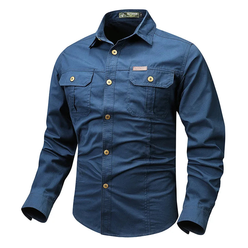 Optew Men’s Button-Front Chest-Pocket Shirt