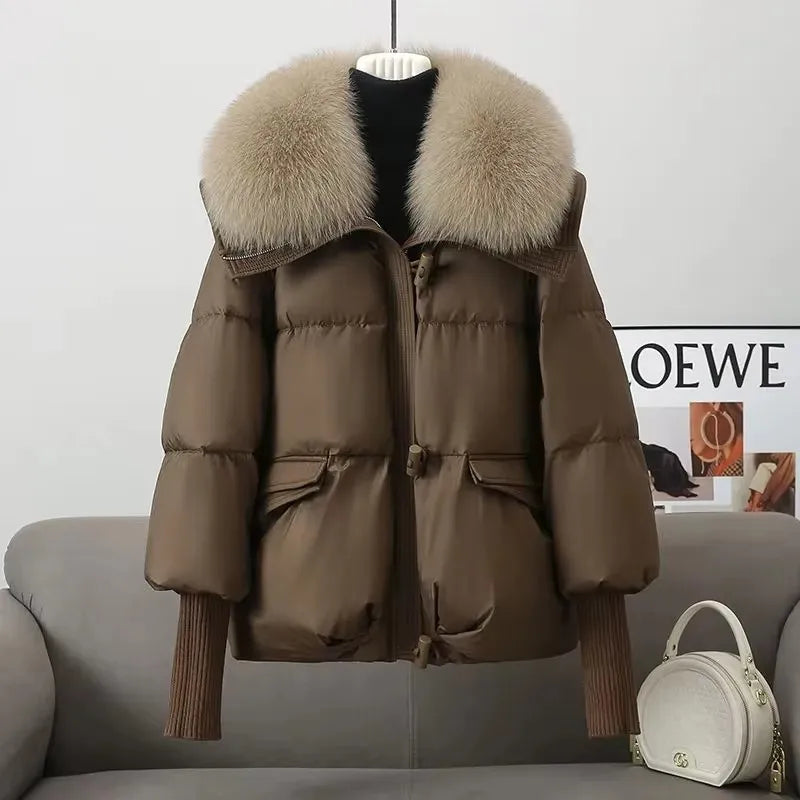Optew Women's Parka Coat – Faux-Fur Collar Padded Winter Jacket