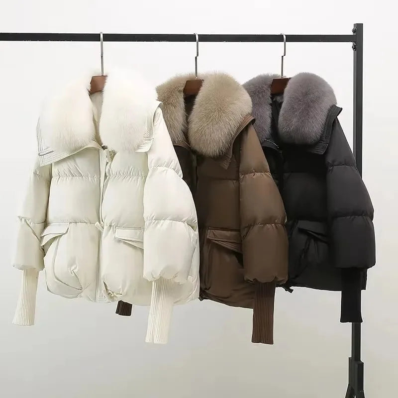 Optew Women's Parka Coat – Faux-Fur Collar Padded Winter Jacket