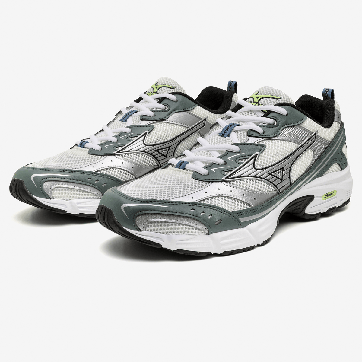 Mizuno MXR Sport – Snow White Silver Balsam Green Trainers