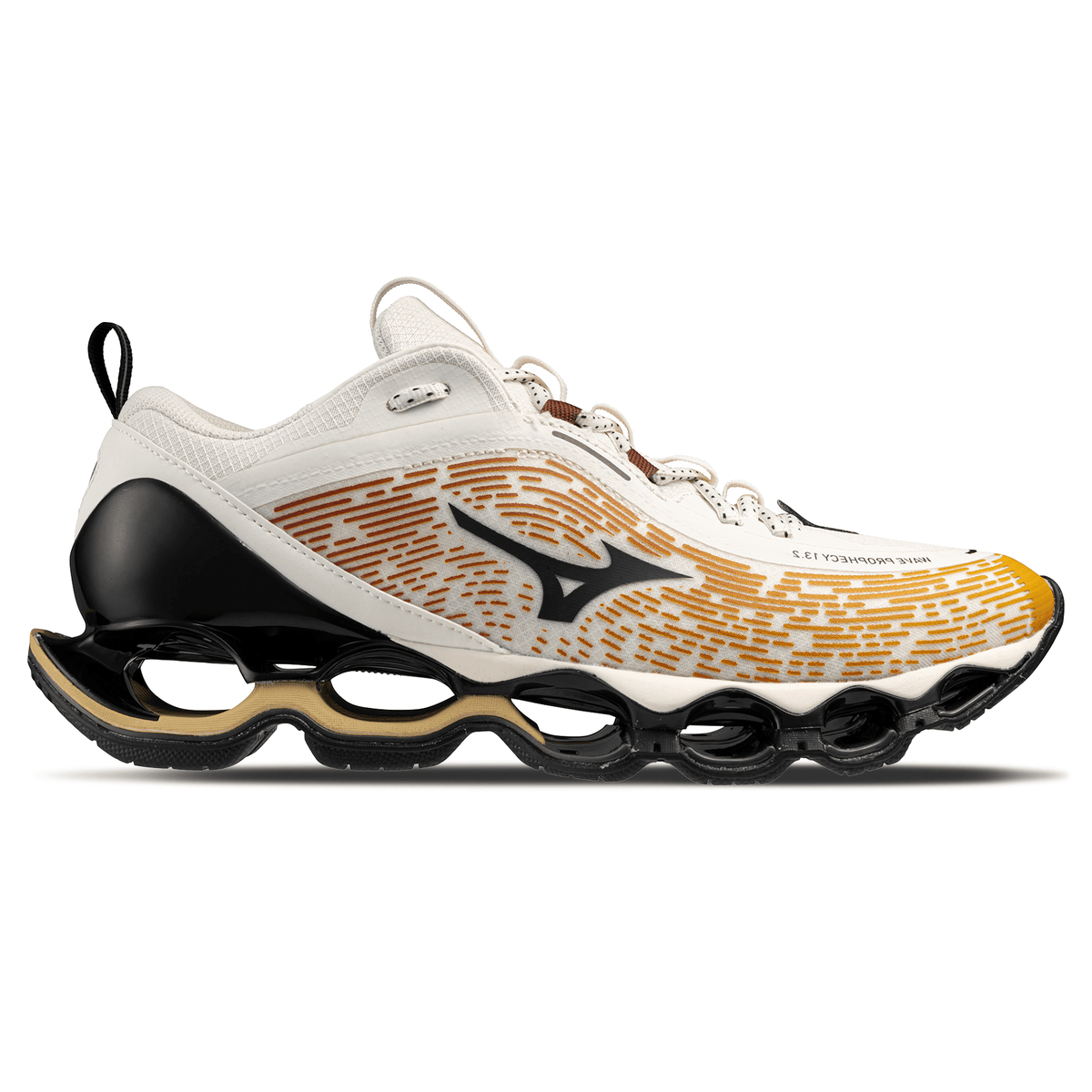 Mizuno Wave Prophecy 13.2 – Harvest Gold Black Snow White Trainers