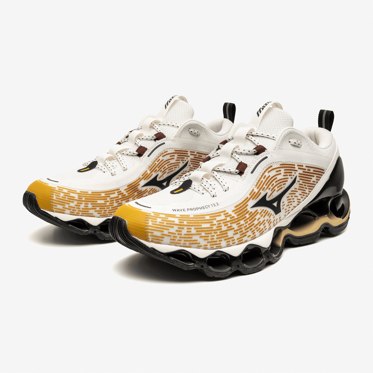 Mizuno Wave Prophecy 13.2 – Harvest Gold Black Snow White Trainers