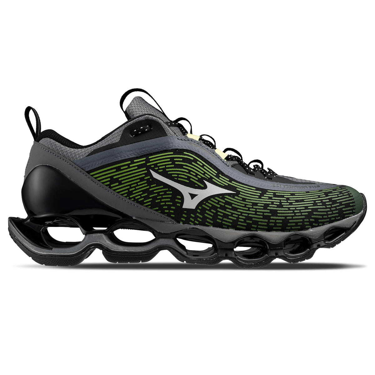 Mizuno Wave Prophecy 13.2 – Green Glow Cloudscape Quiet Shade Trainers