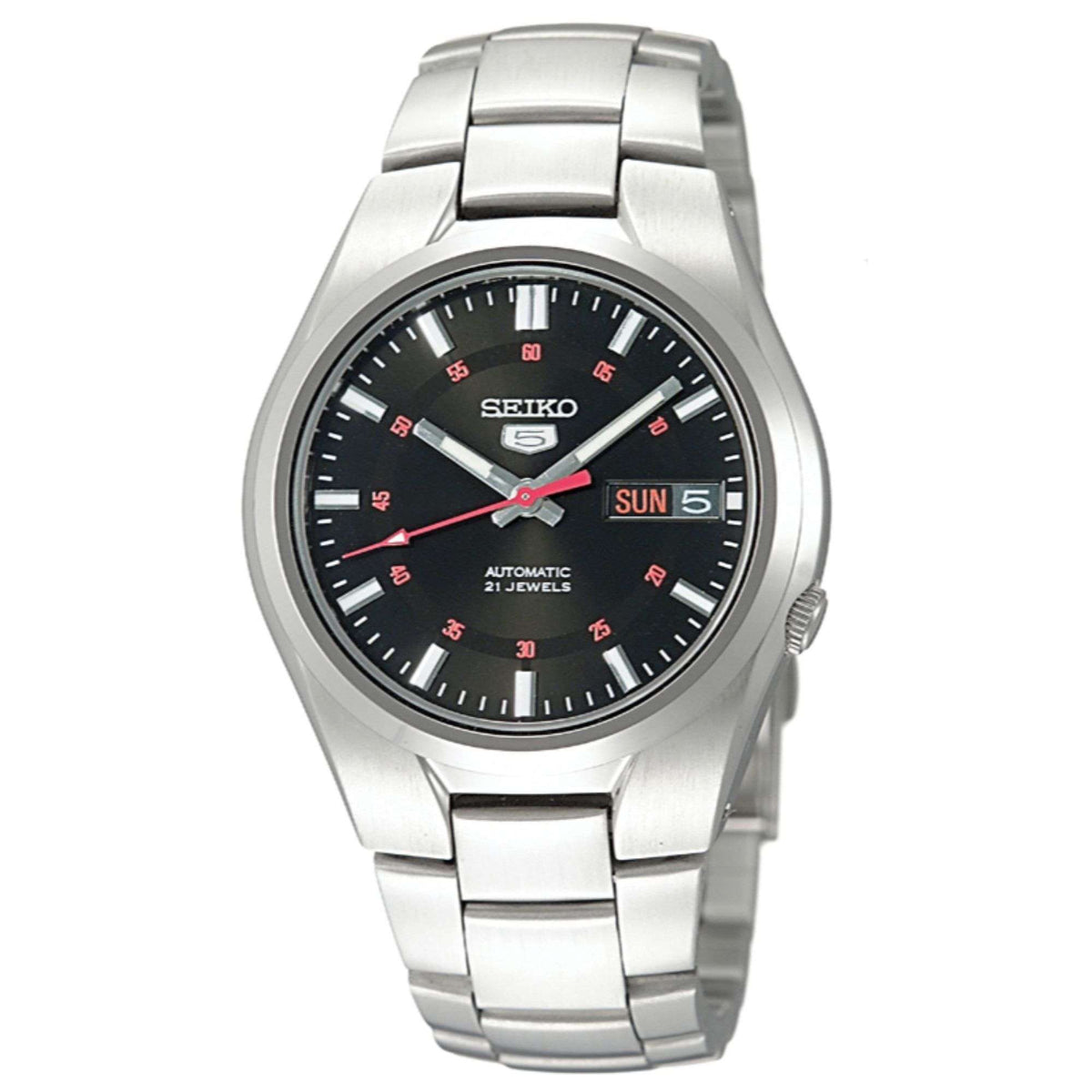 Seiko 5 Automatic Black Dial Steel Strap Men's Wristwatch SNK617K1